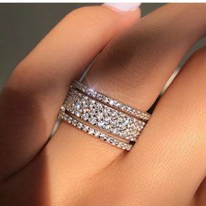 925 Sterling Silver White Sapphire Stack Ring
